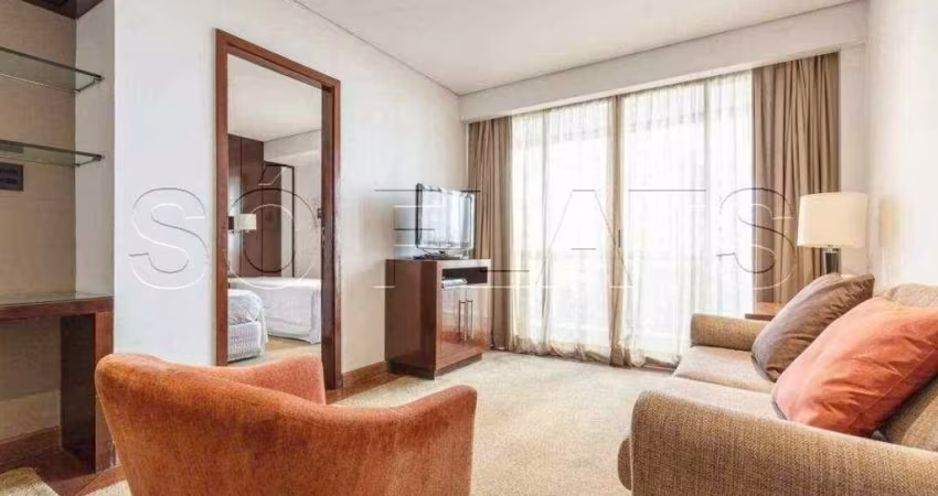 Lindo flat George V com 80m², 2 dormitório e 2 vagas, disponível para locação no Itaim Bibi