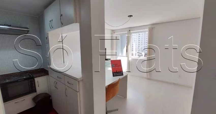 Flat no Crillon contendo 39m², 1 dormitório e 1 vaga, disponível para locação nos Jardins.