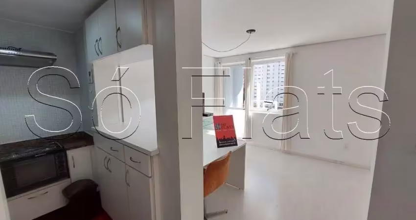 Flat no Crillon contendo 39m², 1 dormitório e 1 vaga, disponível para locação nos Jardins.