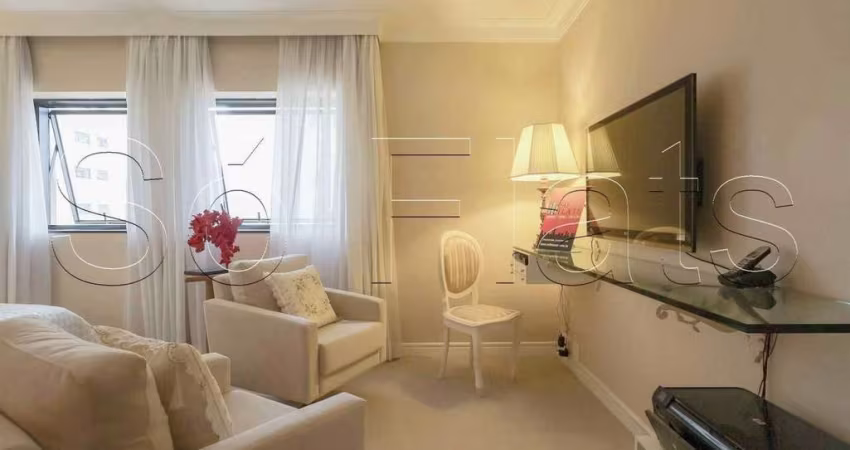 Flat no Le Premier 33m², 1 dormitório e 1 vaga, disponível para locação no Jardim Paulista.