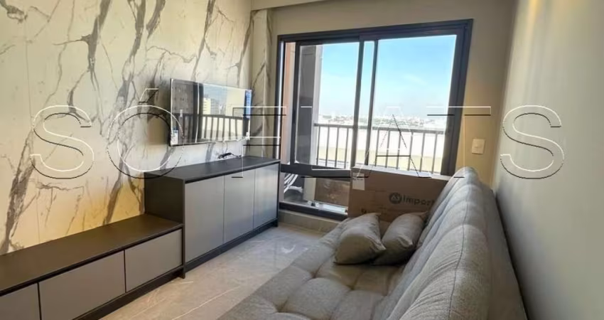 Disponível para locação em Moema com 28m² totalmente mobiliado e decorado