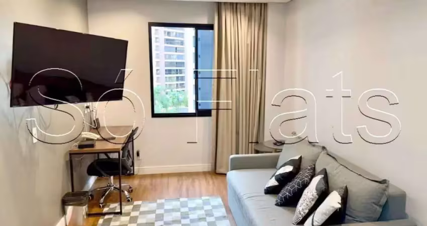 Flat em moema, proximo a av. ibirapuera e metrô na rua jamaris com 1 dormitório.