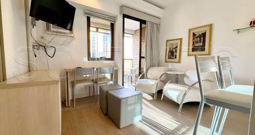 Flat disponível para locação totalmente mobiliado em moema, próximo da avenida ibirapuera.