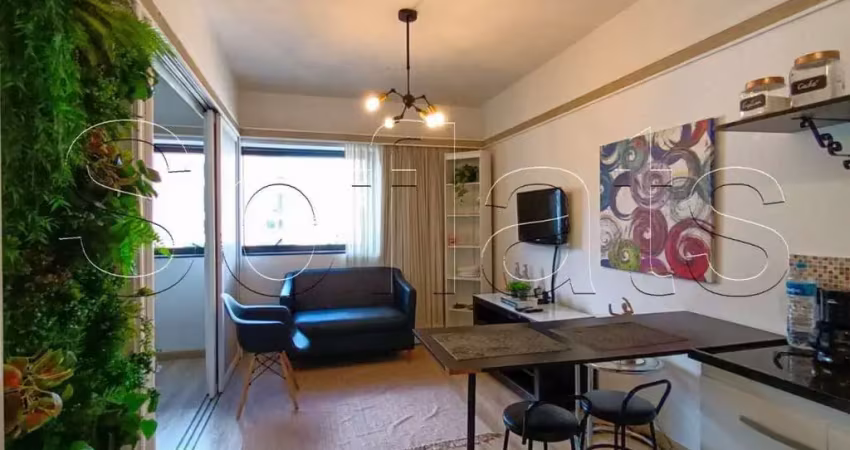 Le premier, apto disponível para locação contendo 28m², 01 dormitório e 01 vaga de garagem.