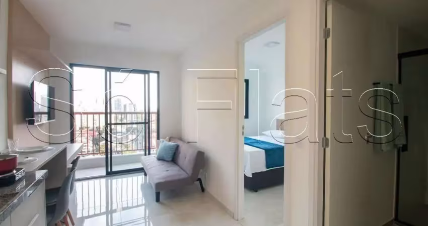 Lindo apartamento totalmente mobiliado no brooklin para locação contendo 26m² e 01 dormitório.