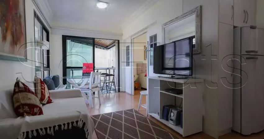 Flat no metropolitan hall contendo 35m², 1 dormitório e 1 vaga, para locação no itaim bibi.