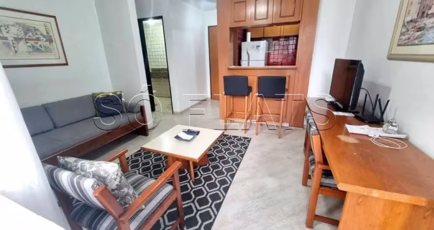 Apto disponível para locação nos jardins, contendo 42m², 1 dormitório e 1 vaga de garagem.