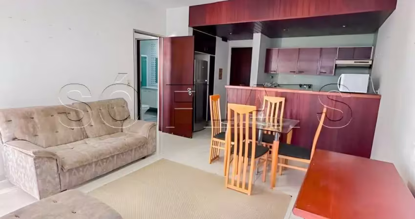 L'etoile, flat disponível para locação contendo 56m², 01 dormitório e 01 vaga de garagem.