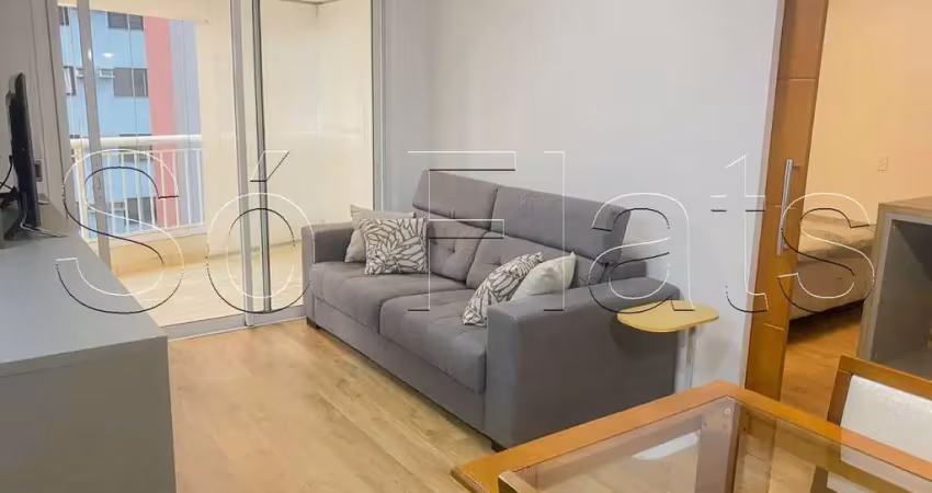 Flat disponível para locação no brooklin contendo 50m², 1 dormitório e 1 vaga de garagem.
