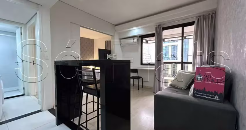 Flat qi com 37m² contendo 1 dormitório e 1 vaga para locação em moema.