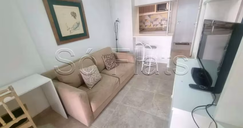 Flat para locação no morumbi, próx ao bairro do panamby, totalmente mobiliado com vaga de garagem.