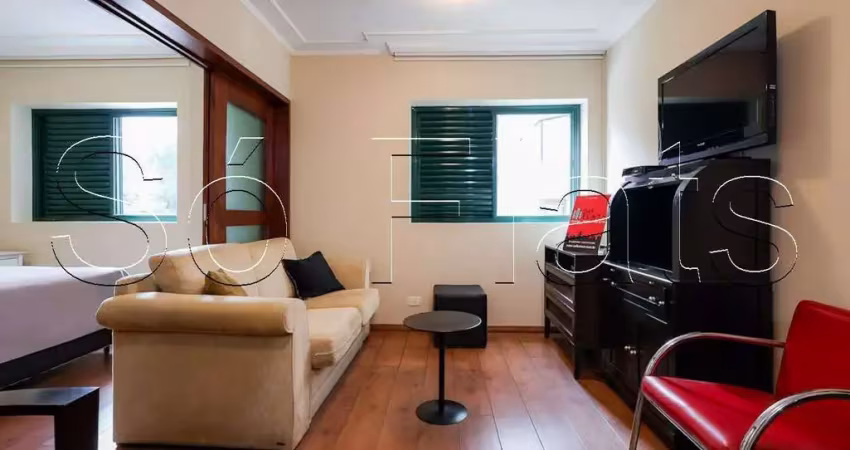 Flat disponível para locação próximo a Av. Faria Lima, 9 de Julho, no bairro do Itaim Bibi.