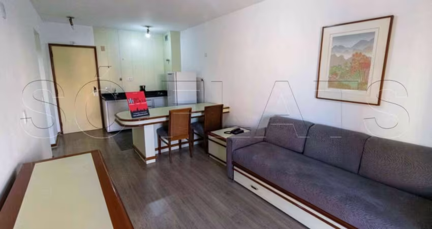 Flat mobiliado com arrumação de quarto, com cozinha completa com geladeira grande. Sem burocracia.