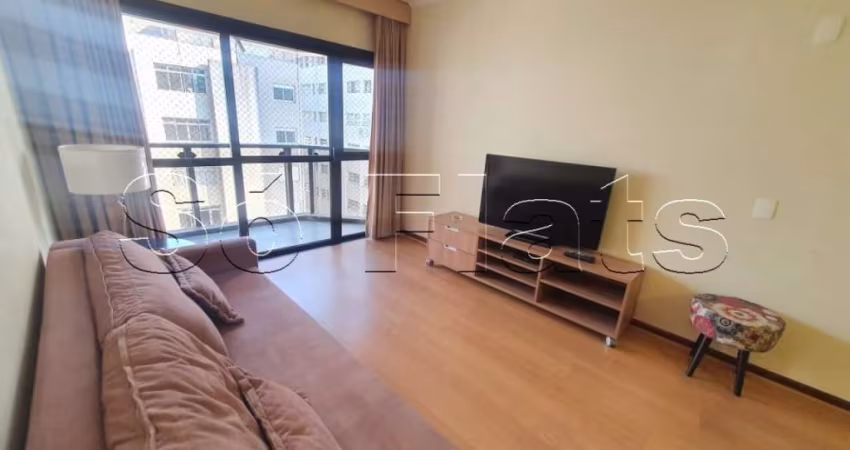 Flat mobiliado com arrumação de quarto, com cozinha completa com geladeira grande. Sem burocracia.