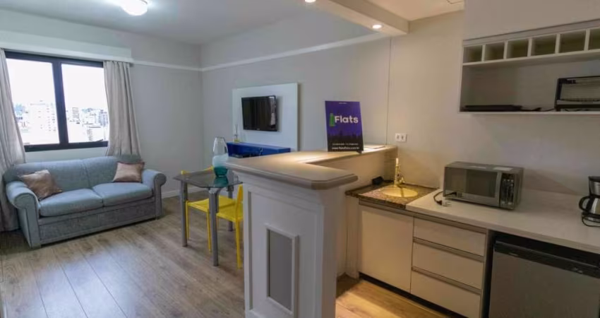 Flat com 1 dormitório no Jardim Paulista próximo a Av. Paulista e ao Shopping Pamplona mobiliado.