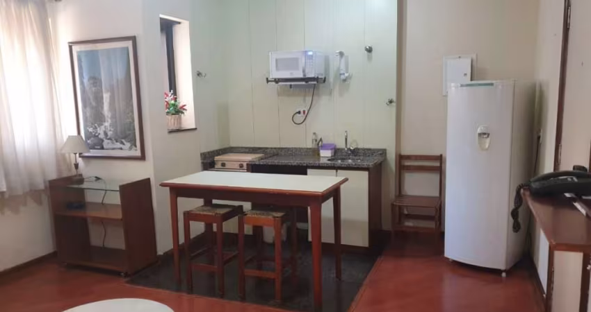 Flat mobiliado com arrumação de quarto, com cozinha completa com geladeira grande. Sem burocracia.