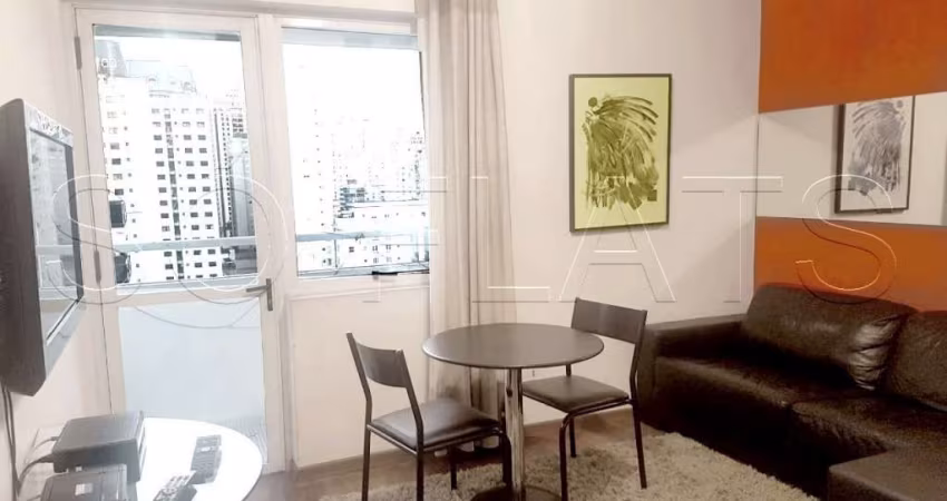 Excelente flat para locação, totalmente mobiliado próximo as vias principais de SP. Consulte-nos.
