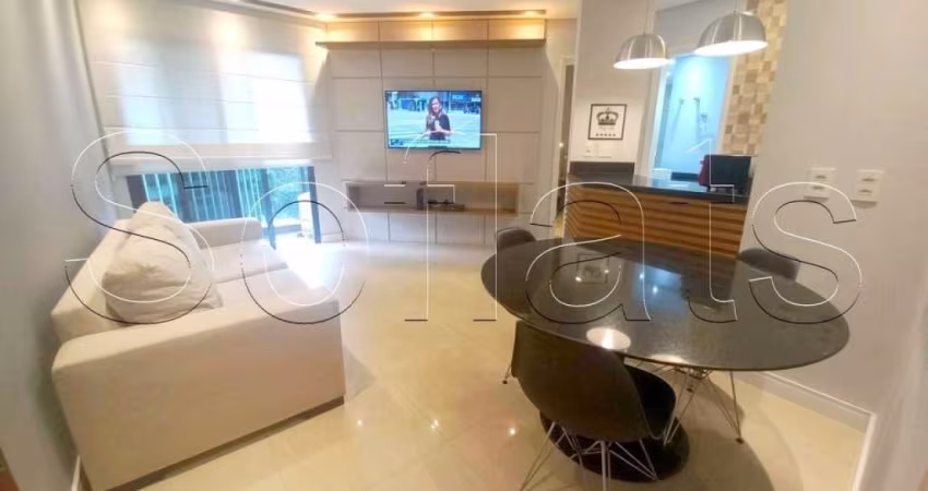Flat mobiliado no Itaim Bibi com 1 dormitório com vista para Avenida Faria Lima com entrada imediata