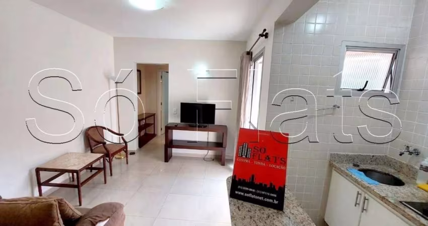 Flat totalmente mobiliado no Ibirapuera para locação com entrada imediata.
