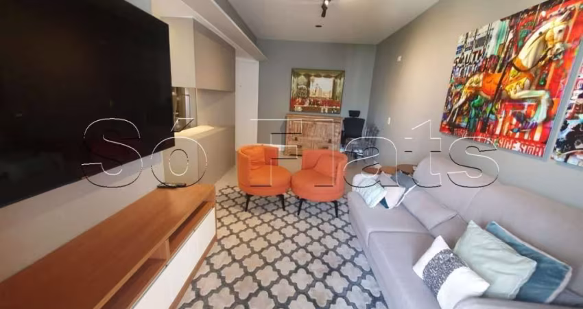 Flat com mobília refinada na Vila Nova Conceição, próx a Av Sto Amaro, FMU e Pq. do Ibirapuera.