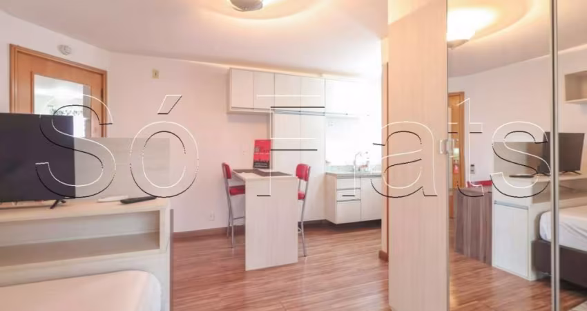 Flat Interative no Jardins disponível para locação contendo 1 dormitório e 1 vaga de garagem