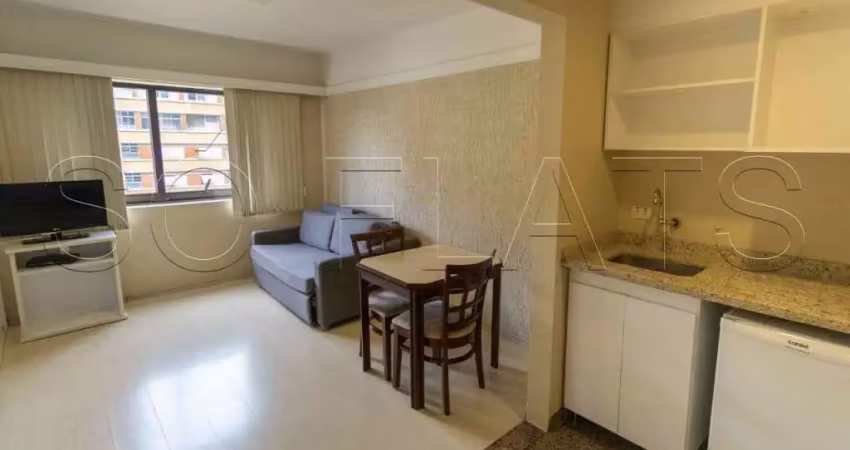 Flat New Citi com 32m² para locação mobiliado no Itaim próximo a Av. 9 de Julho.