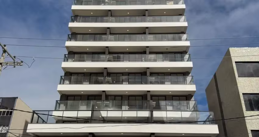 Apartamento quarto e sala com varanda gourmet e vista total do mar