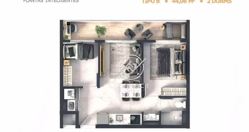 Apartamento com 2 dormitórios à venda, 44 m² por r$ 360.652,00 - morumbi - são paulo/sp