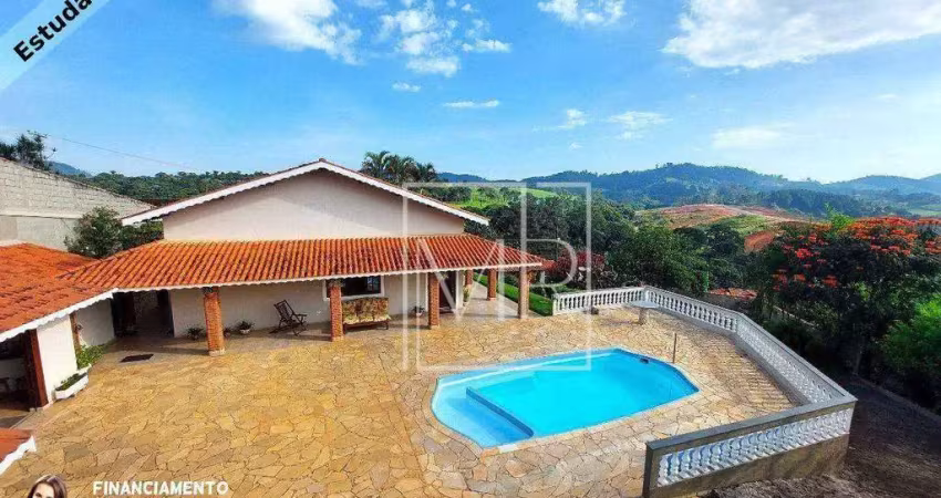 Chácara urbana, 6 dormitórios (2 suítes), piscina, 1.390m² - $1.200.000 – vale do rio cachoeira – piracaia/sp.