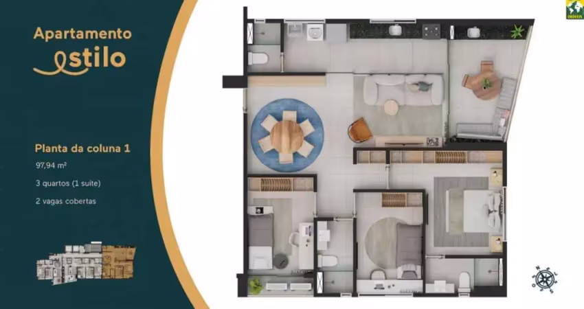 Apartamento para venda no les amis lagoa nova em natal/rn.