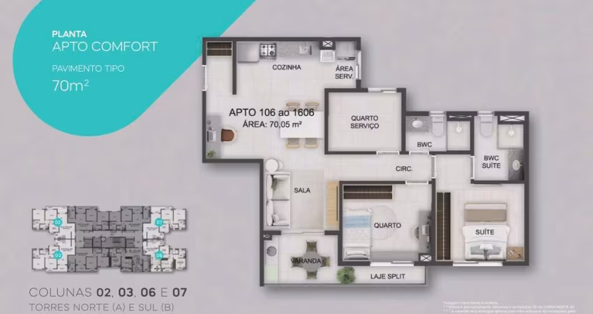 Apartamento para Venda em Natal, Candelária, 3 dormitórios, 1 suíte, 2 banheiros, 1 vaga