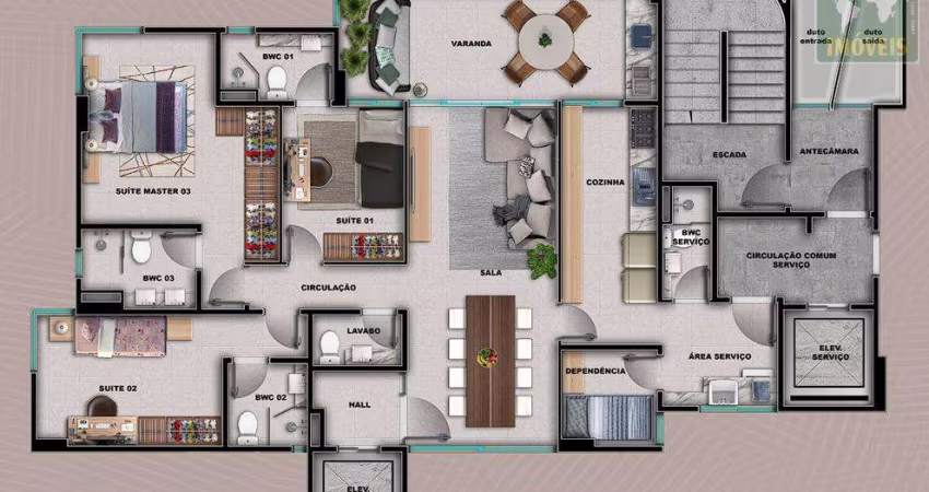 Apartamento para Venda em Natal, Tirol, 3 dormitórios, 3 suítes, 4 banheiros, 2 vagas