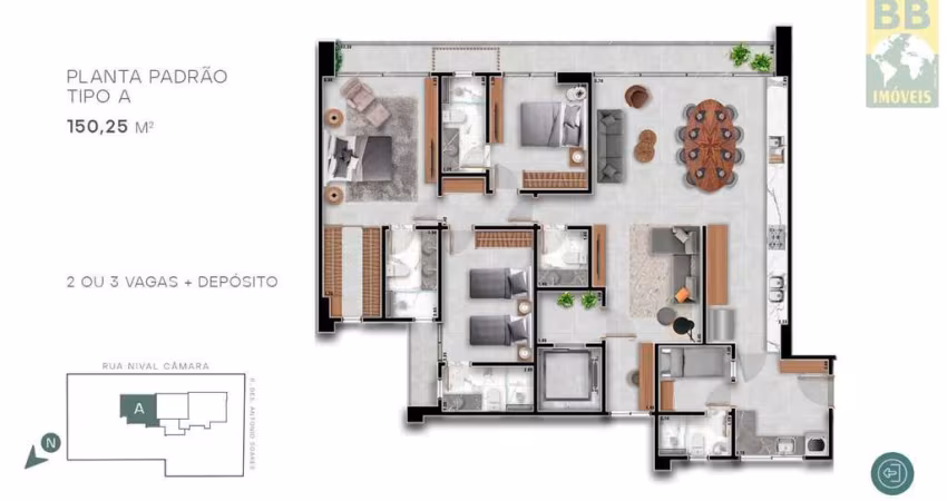 Apartamento para Venda em Natal, Tirol, 4 dormitórios, 4 suítes, 5 banheiros, 2 vagas