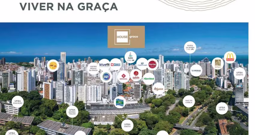 Apartamento residencial para venda no condomínio house graça, salvador 1 quarto, 1 sala, 1 banheiro, 1 vaga 32,00 m² área total.