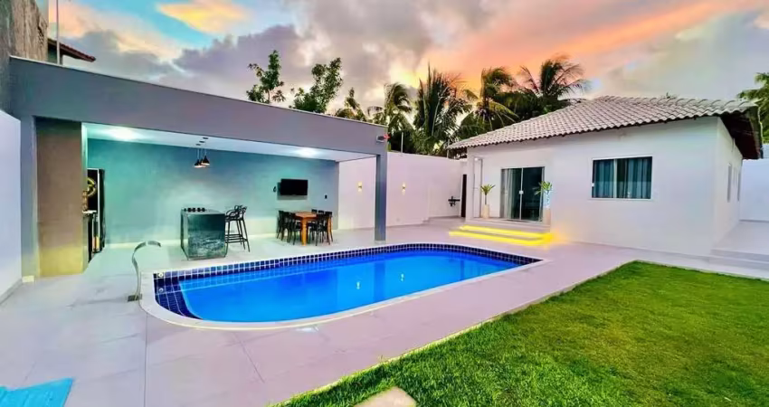 Casa em jauá, terreno excedente, 3 quartos, suíte, área gourmet, piscina, para venda, no condominio brisas de jauá 3, em camaçari.