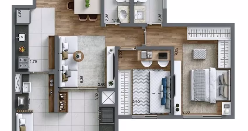 Apartamento NOVO e pronto para morar na chácara Santo Antônio da Cyrela, com 1 suíte