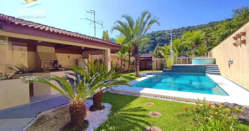 Casa à venda com 3 suítes - piscina e churrasqueira - condomínio com segurança e lazer - jardim albamar, guarujá/sp