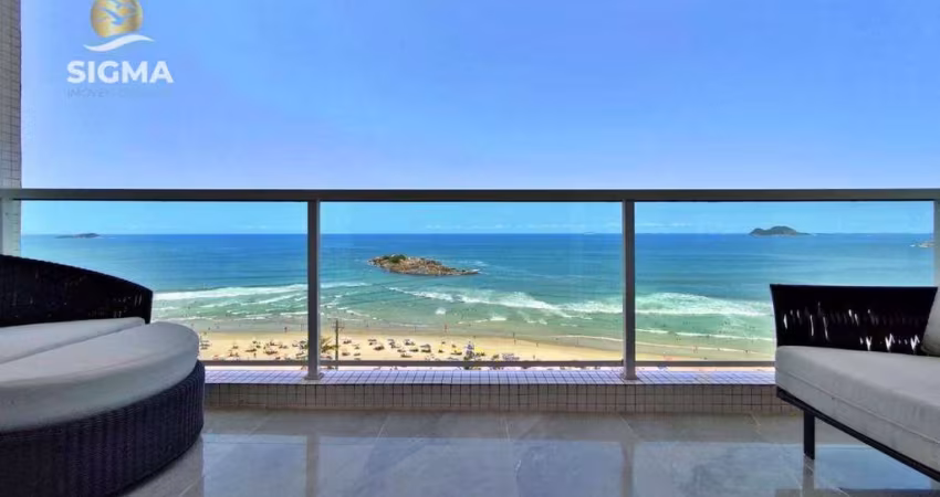 Apartamento na praia Frente ao mar 3 dormitórios 1 suíte Sacada 1 vaga Pitangueiras Guarujá.