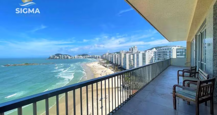 Apartamento alto padrão de frente para o mar nas pitangueiras com 6 suítes e 4 vagas - guarujá.