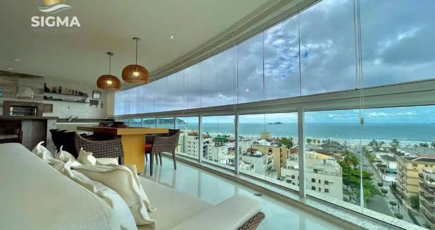 Apartamento na praia vista para o mar 3 suítes varanda gourmet 2 vagas enseada guarujá.