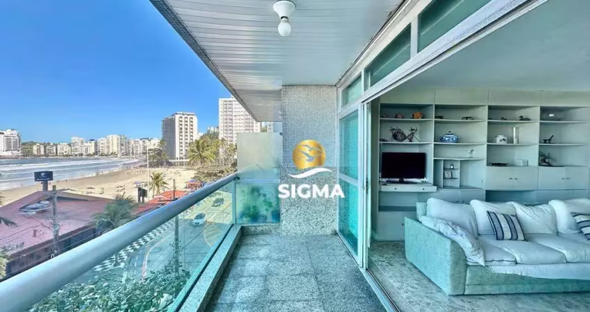 Frente mar - apartamento com 3 quartos sendo 1 suíte à venda, 179 m² por r$ 1.100.000 - pitangueiras - guarujá/sp.