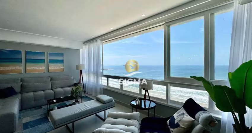 Apartamento frente mar finamente reformado e decorado com 3 sendo 1 suíte  à venda, 140 m² por r$ 1.700.000,00 - pitangueiras - guarujá/sp