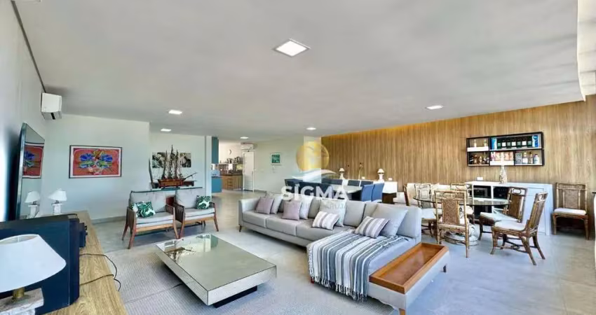 Frente mar - apartamento com 5 suítes à venda, 375 m² por r$ 2.230.000 - pitangueiras - guarujá/sp.