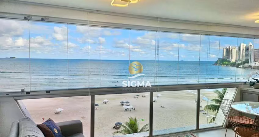 Frente mar - apartamento com 3 suítes à venda, 156 m² por r$ 1.910.000 - jardim astúrias - guarujá/sp.