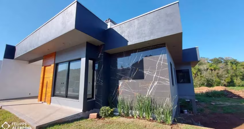 Casa NOVA plana com dois dormitórios, bairro Beira Rio em Dois Irmãos, RS.