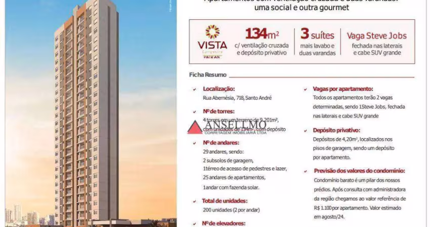 Apartamento com 3 dormitórios à venda, 134 m² por r$ 1.395.000,00 - santa maria - santo andré/sp