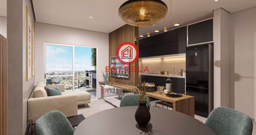 Apartamento à venda no Centro de Jacareí-SP: 2 quartos, 1 suíte, 1 sala, 2 vagas de garagem, 66,00 m² de área.