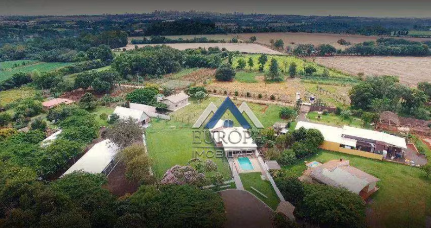 Chácara com 20 dormitórios, 10000 m² - venda por r$ 2.400.000,00 ou aluguel por r$ 20.000,00/mês -  distrito espírito santo - londrina/pr