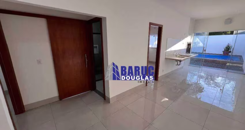 Vende-se casa nova 03 quartos sendo 01 suite, sala de tv, copa, cozinha, wc social, piscina e churrasqueira, casa com área construída de 91,35m2.