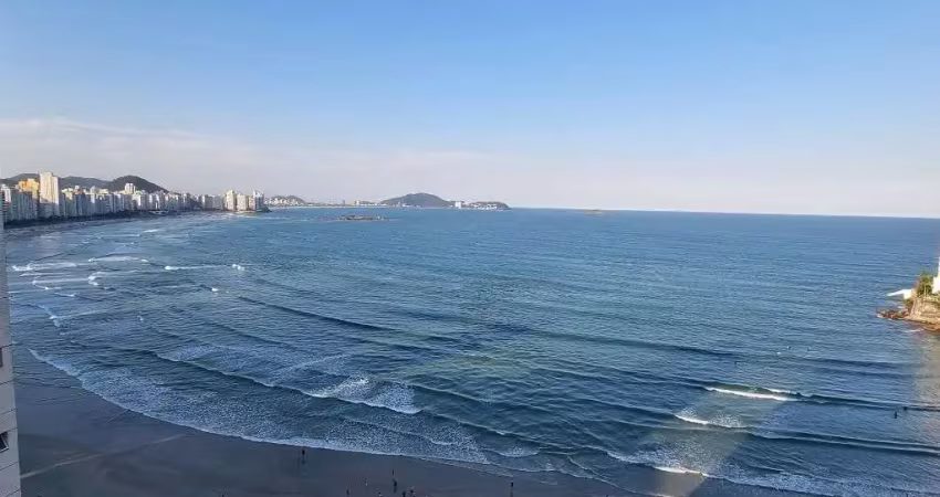 Praia de astúrias terraço grill, alto padrão, frente total ao mar, 2 garagens, lazer total, vista espetacular, melhor local.